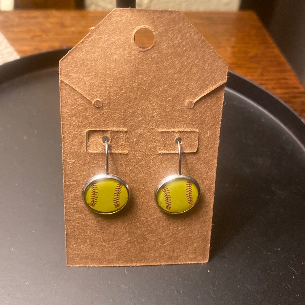 Softball drop down earrings